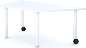 Stół szkolny z kółkami Move trapez 140x75 cm, rozmiar 4-6, blat biały / nogi białe