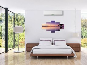 Obraz powierzchni wody o wschodzie słońca (125x70 cm)