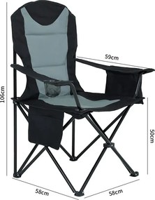 Składane krzesło kempingowe czarny + szary - Tymja