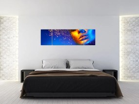 Obraz - Body art, złoto - niebieska kombinacja (170x50 cm)