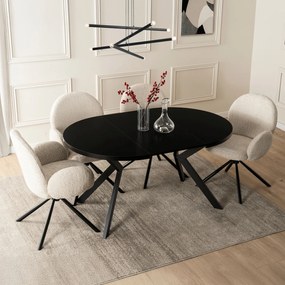 Stół Okrągły Rozkładany LUKAS 100-250 cm Czarny Nowoczesny Loft