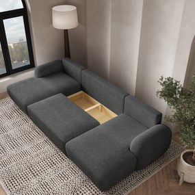 Masseno Narożnik SAVONA z funkcją spania i pojemnikiem na pościel Narozniki U, Rozkładana sofa - Szary, NOW OR NEVER 92