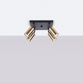 Plafony nowoczesny Glois, stal - 4 źródło światła 4000K - L.25 x H.19 cm - czarny/złoty