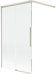 Mexen Rox parawan nawannowy 2-skrzydłowy rozsuwany 100 x 150 cm, transparent, nikiel szczotkowany - 8C9-100-003-97-00