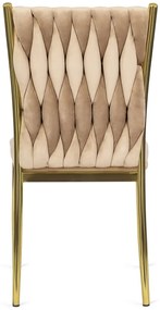 Beżowe nowoczesne welurowe krzesło z plecionką L7-F37