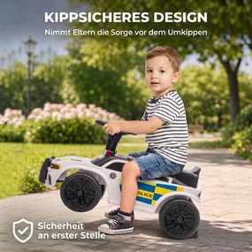 AIYAPLAY Jeździk Policja z muzyką, światłem, zabezpieczeniem przed przewróceniem i schowkiem pod siedzeniem 18-36 Monate Biały | Aosom PL