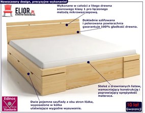 Drewniane łóżko z szufladami Inca 5X - 5 ROZMIARÓW