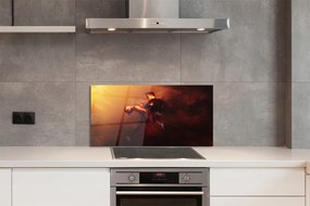 Szklany Panel Tancerze w Deszczu i Dymie