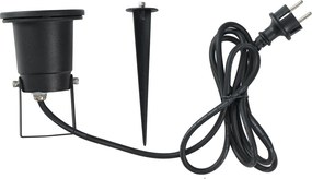 Reflektor z kolcem czarny z LED, regulowany IP65 z przewodem i wtyczką - Basic