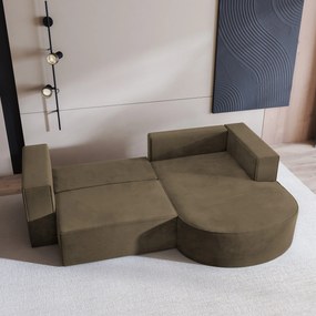 Masseno Narożnik SORELA z funkcją spania i pojemnikiem na pościel Narozniki L, Rozkładana sofa - Beżowy, MONOLITH 09