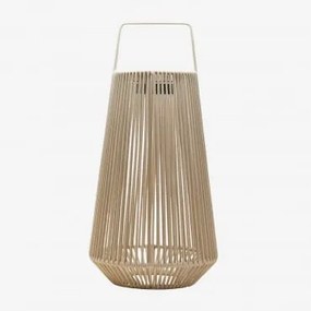Bezprzewodowa Zewnętrzna Lampa Stołowa Solarna Led Z Żelaza I Plecionego Sznurka Liberian ↑60 Cm & Kremowa Tapioca - Sklum