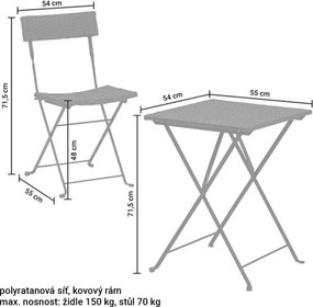 Stylist Garden zestaw z rattanu, czarny, 2 krzesła + stół