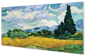 Obraz akrylowy Pole pszenicy z cyprysami - Vincent van Gogh