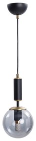 Czarno-szara lampa wisząca ze szklanym kloszem ø 15 cm Hector – Squid Lighting