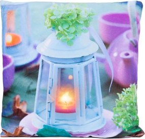 Poduszka dekoracyjna z oświetleniem LED Latarnia - 38 x 38cm