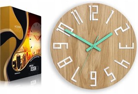 Zegar na ścianę nowoczesny drewniany z dużymi cyframi okrągły cichy loft