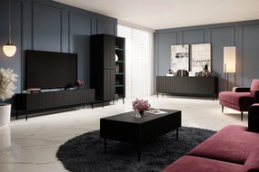 Witryna Nicole 100 cm z ryflowanym frontem - czarny mat