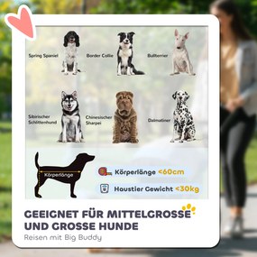 PawHut Wózek dla psa, składany, składany, poduszka, stalowa rama, Czerwony/Czarny