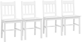HOMCOM Zestaw 4 krzeseł do jadalni drewniane białe nowoczesne 41x46,5x85,5 cm | Aosom PL