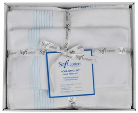 Podarunkowy zestaw ręczników AQUA, 5 szt Biały / różowy haft Zestaw (2szt. ręcznik 33x33cm, 2szt. ręcznik 45x90cm, ręcznik 75x150cm)