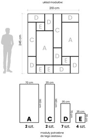 Dekoracyjny komplet paneli lustrzanych 210x245 cm F2-T44