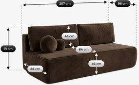 Sofa z Funkcją Spania ARVETO Brązowa Welurowa Nowoczesna
