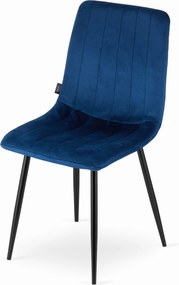 Promocja Niebieskie aksamitne krzesło LAVA z czarnymi nogami II gatunek