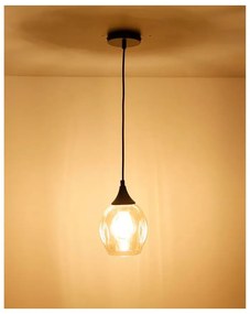 Czarna lampa wisząca ze szklanym kloszem ø 14 cm Aspa – Candellux Lighting