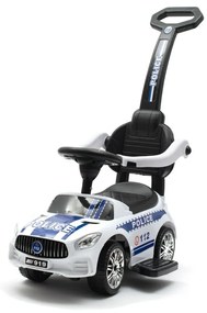 Baby Mix Odpychacz z dźwiękiem i prowadnicą Policja, biały