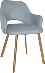 Krzesło Milano tkanina Welur noga metalowa : Kolor nogi - Złota profil, Kolor tkaniny - VELVET - BL06, Typ siedziska - Siedzisko stałe