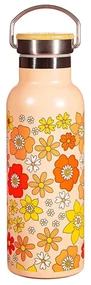 Pomarańczowa butelka dla dzieci ze stali nierdzewnej 500 ml 70s Floral – Sass &amp; Belle