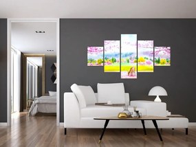 Obraz - Malowana sarna, akwarela (125x70 cm)