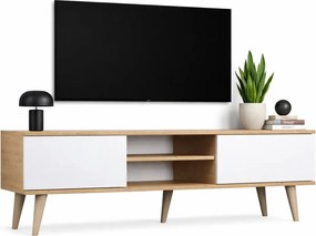 Skandynawska szafka pod telewizor dąb artisan + biały H8-K57