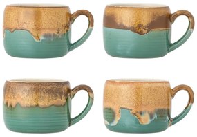 Zielono-brązowe kamionkowe kubki zestaw 4 szt. 400 ml Sheen – Bloomingville