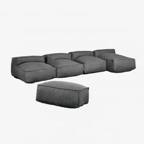 Sofa Modułowy Z Szezlongiem 4-częściowy I Pufem Do Ogrodu Dojans Szary Granit - Sklum
