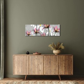 Obraz kwiatowej abstrakcji (z zegarem) (90x30 cm)