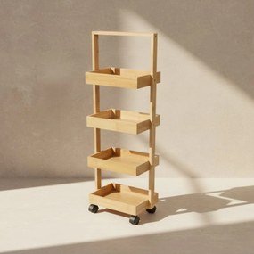 Wąski regał bambusowy, 4 koszyki VINK, 90 cm