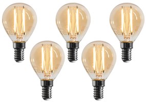Zestaw 5 ściemnialnych żarówek LED E14 G45 złotych 4W 330 lm 2100K