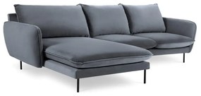 Szara narożna aksamitna sofa lewostronna Cosmopolitan Design Vienna