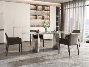 Stół do jadalni Modig M33, ceramiczny blat 200 cm w imitacji białego marmuru