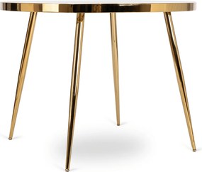 Zestaw Stół Okrągły TINGA 100 cm Szary Marmur/Złoty i 4 Krzesła Tapicerowane YORK Czarne Glamour