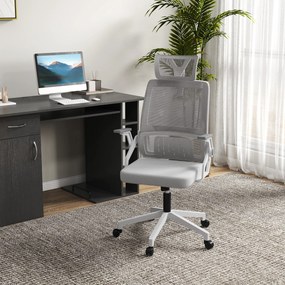 Vinsetto Ergonomiczne Krzesło Biurowe Regulowana Podgłówka 58x61x119cm Szary | Aosom PL