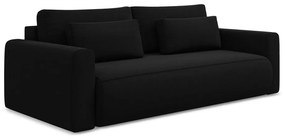 Czarna aksamitna rozkładana/ze schowkiem sofa 238 cm Kapua – Makamii