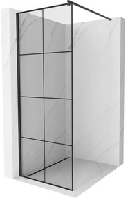 Mexen Kioto ścianka prysznicowa Walk-in 90 x 200 cm, czarny wzór 8 mm, czarna - 800-090-101-70-77