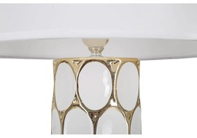Ceramiczna lampa stołowa w biało-złotym kolorze z tekstylnym kloszem (wys. 56 cm) Glam Carv – Mauro Ferretti