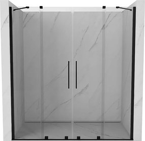 Mexen Velar Duo drzwi prysznicowe rozsuwane 200 cm, transparent, czarne - 871-200-000-02-70