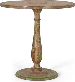 Table à manger ronde en bois manguier peinte à la main