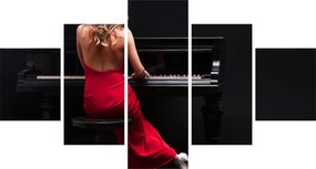 Obraz kobiety grającej na pianinie (125x70 cm)