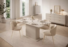 Stół rozkładany Dominica 160–200 cm – nowoczesny stół do jadalni i salonu, beżowy