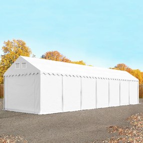 TOOLPORT 4x14m Namiot magazynowy - 2,6 m wysokość ścian bocznych, PVC 800, biały, ze statyką (podłoże gruntowe) - (527632)